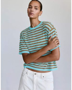 Pull&Bear Fine Knit Striped Jumper - Green