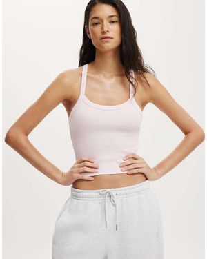 Cotton On Active Rib T-Bar Cropped Tank - White