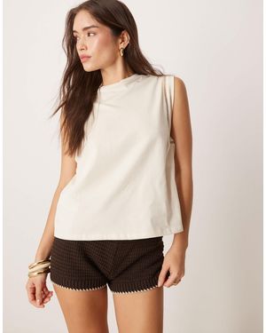 Mango Loose Fit T-shirt With Cut Out Trim Detail - White