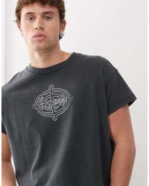 Weekday Boxy Fit T-shirt With Cap Sleeves And Graphic Print - Black
