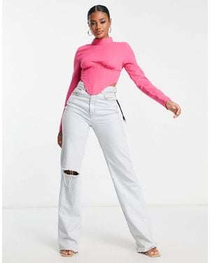 SIMMI Simmi High Neck Corset Top - Pink