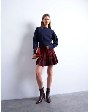TOPSHOP Knit Ribbed Mini Skirt - Blue