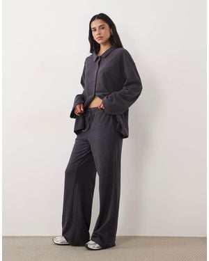 Kaiia Super Soft Fleece Wide Leg Lounge Pants - Black