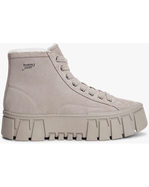 Tommy Hilfiger Baskets à plateforme en daim doublées chaud en foncé - Gris