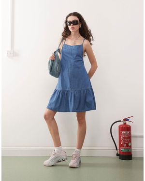 Collusion Denim Tie Up Backless Mini Dress - Blue