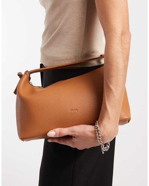 PASQ Soft Zip Top Grab Bag With Crossbody Strap - Brown