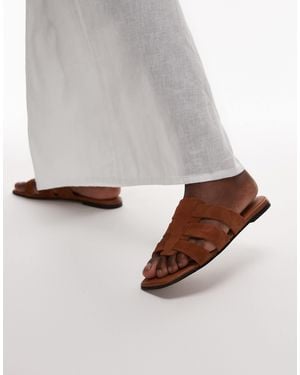 ARKET Mules plates à brides croisées en daim véritable - Gris