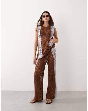 ARRANGE Crochet Trousers Co-ord - Brown
