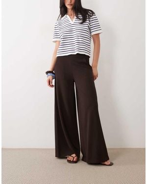 Jdy Pantalones Marrón Chocolate De Talle Alto Y Pernera Ancha - Multicolor