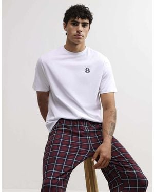 River Island Cotton Check Trousers Loungewear Set - White