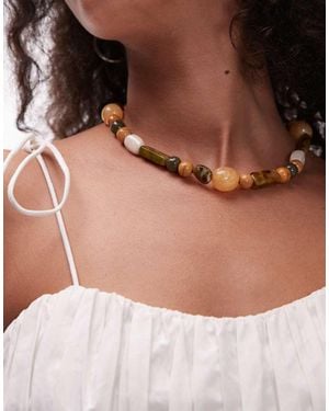 Mango Collar De Tonos Tierra De Cuentas De -Marrón