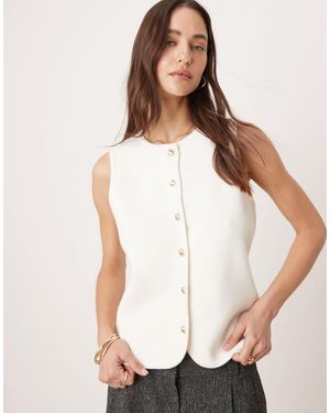 Abercrombie & Fitch Knitted High Neck Cardigan Vest - White