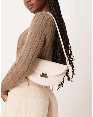 ASOS Interchangeable Curve Shoulder And Crossbody Bag With Lock Detail - Natural