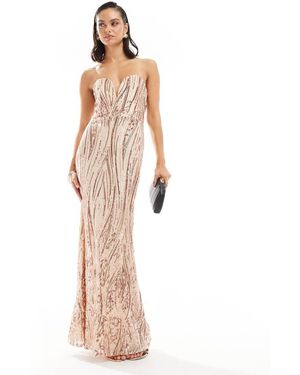 TFNC London Sequin Strapless Maxi Dress - White