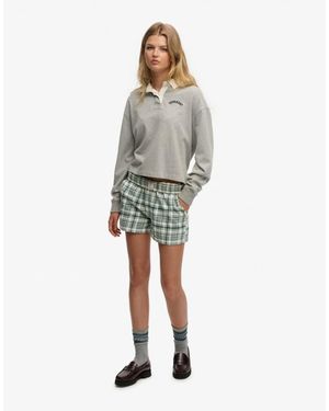 Superdry Cotton Check Elastic Shorts - Green