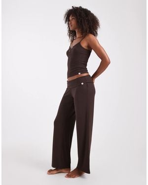 Hollister Pyjama-hose mit weitem bein und pointelle - Braun