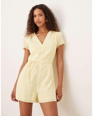 Glamorous V Neck Playsuit - Natural
