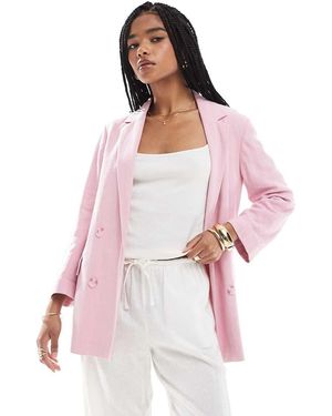 Stradivarius Blazer Van Linnenmix - Roze