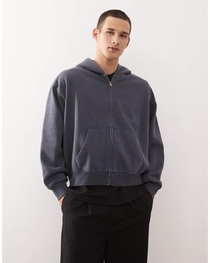 Weekday Sudadera Extragrande Con Capucha Y Cremallera De - Azul