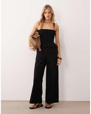 ASOS Shirred Peplum Jumpsuit - Black