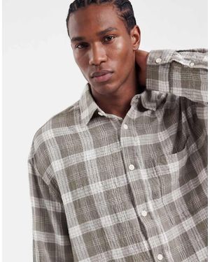 ASOS Boxy Oversized Textured Check Shirt - Metallic