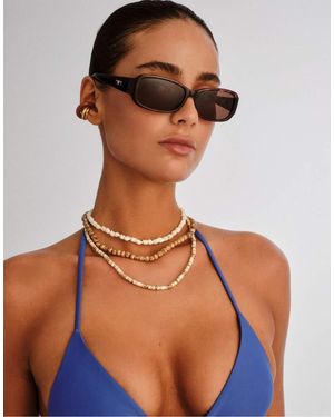 Le Specs Gigglemug Rectangle Sunglasses - Brown