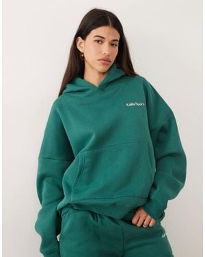 Kaiia Sport Tennis Icons Graphic Oversized Hoodie Co-ord - Green