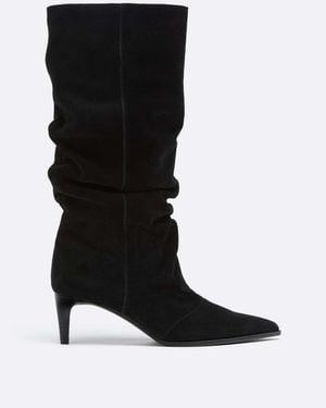 Stradivarius Bottes à talons slouchy en cuir - Noir
