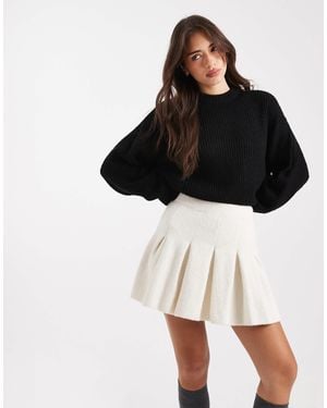 Miss Selfridge Pleated Knit Mini Skirt - Black