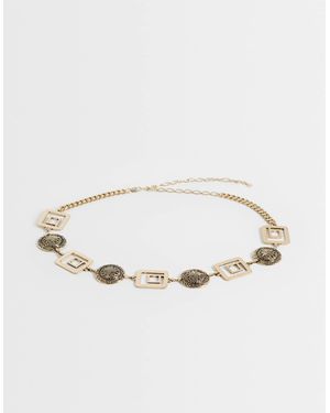 ASOS Gürtel mit antik inspirierten münzen und kette - Natur