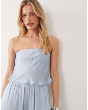 Mango Azur Flowy Bandeau Top - Blue