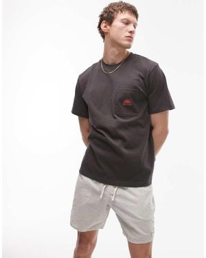 Rhythm Heavy Vintage Pocket Emblem Short Sleeve T Shirt - Black