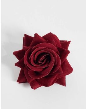 ASOS Fabric Rose Corsage Brooch - Red