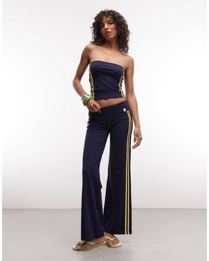 Collusion Low Rise Flared Sporty Track Pant - Blue