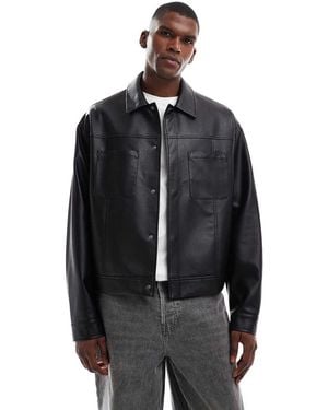 ASOS Faux Leather Harrington Jacket - Black