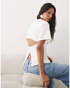 ASOS Split Back Detail Raglan Sleeve Top - White