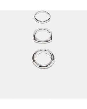 Stradivarius Set Of 3 Rigid Bracelets - White