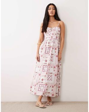 Miss Selfridge Maxi Jurk Met Korset En Tegelprint - Roze