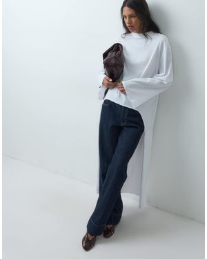 ASOS T-shirt mit halblangen ärmeln, cut-out und asymmetrischem saum - Blau