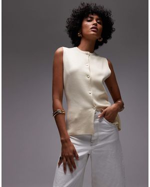 Mango Button Through Knitted Waistcoat - Gray