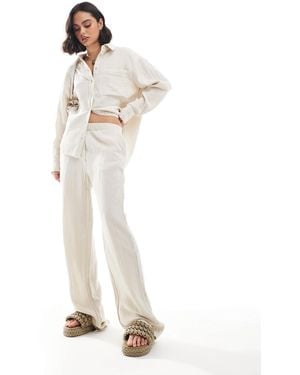 Mango Linen Look Straight Leg Co-Ord Pants - White