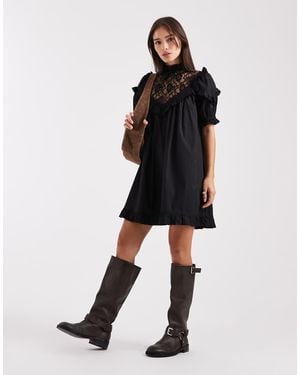 Miss Selfridge Lace Detail Mini Dress - Black
