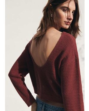 Mango Teen Off Shoulder Knitted Top - Red