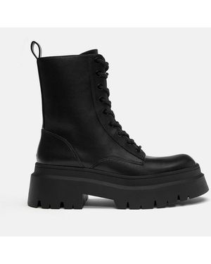 Pull&Bear – flache ankle-boots - Schwarz