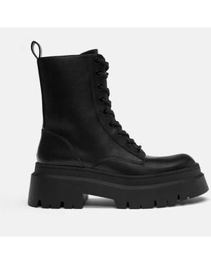 Pull&Bear – flache ankle-boots - Schwarz