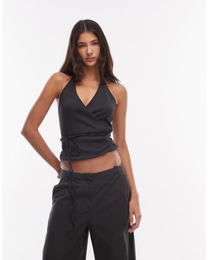 Weekday – gewickeltes neckholder-oberteil - Weiß