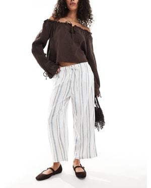 ONLY Linen Mix Wide Leg Pants - White