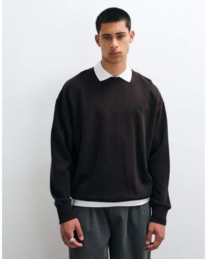 Fred Perry Felpa Girocollo Con Profili A Contrasto - Nero
