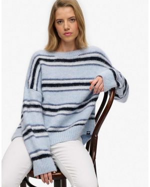 Superdry – lässiger, angerauter strickpullover - Blau