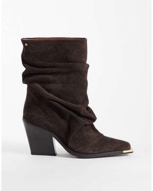 Bronx New Kole Slouchy Heeled Western Boots - Brown